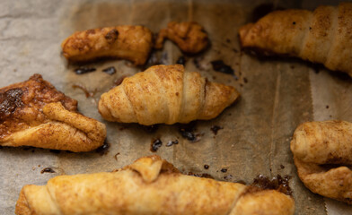 home made pastry on a baking paper in a tray