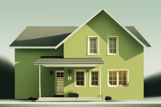 3d Render of a Green-Colored Model House