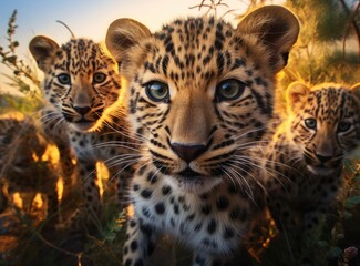 A group of small leopards