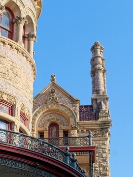 Vertical: Detail of The Bishop's Palace, Galveston Island, Texas. High quality photo.