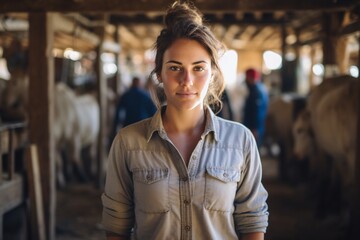 Resolute Woman Managing Cattle on the Ranch, Generative Ai.