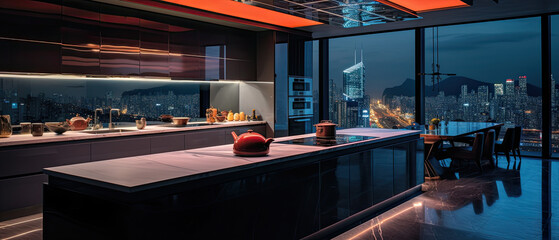 Fototapeta na wymiar Upscale Hong Kong Penthouse