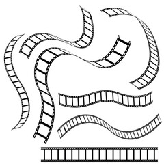 film strip with film. Movies Flim background with Flim roll. Film Strip icon. Black filled vector illustration