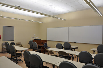 Interior of a modern college classroom.