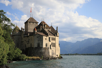 Lake Geneva and Chateau de Sion in Montreux, Switzerland