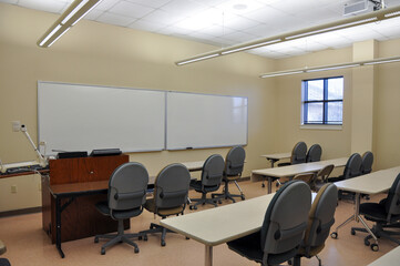 Interior of a modern college classroom.