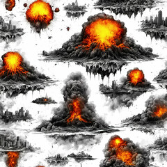 Set of nuclear explosion illustrations