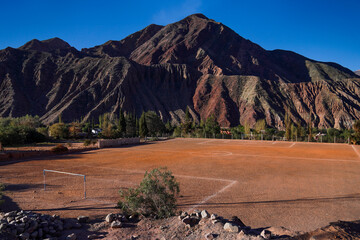 Dirt soccer field in Purmamarca, Jujuy, Argentina © Melania