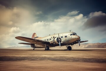 Fototapeta na wymiar Vintage aviation: airplane waiting for new adventures