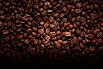 Freshly roasted coffee beans. Wallpaper. Close-up view.