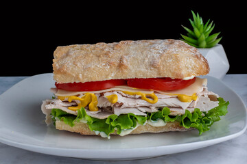 turkey with cheese tomato on a ciabatta