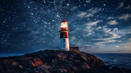 Fotobehang lighthouse at night © Lucia
