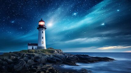 Obraz premium lighthouse on the coast of the sea