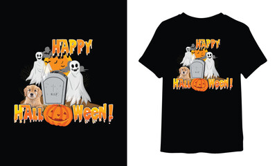 happy halloween Golden retriever t shirt design