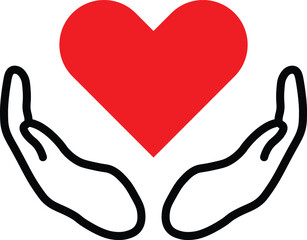 Free vector charity logo, hands supporting heart icon flat design vector illustration