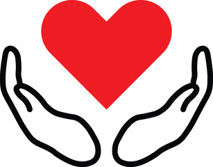 Free vector charity logo, hands supporting heart icon flat design vector illustration