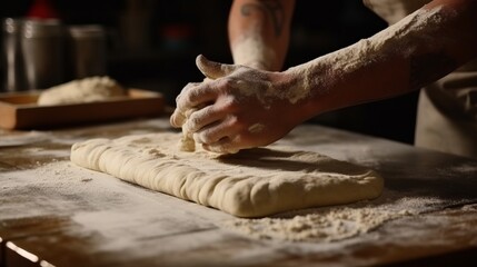  Hands kneading dough. Created with Generative AI technology.