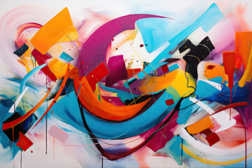 Abstract mixture of colors and shapes for a chaotic and energetic feel