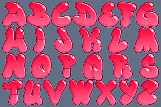 Bubblegum Glossy Vector Letter Font Alphabet
