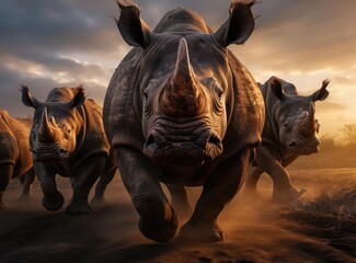 A group of rhinos