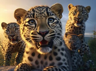 A group of small leopards