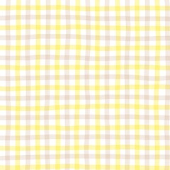 Yellow Beige Gingham Check Hand Drawn Background