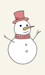 Cute cartoon snowman. Vector illustration.