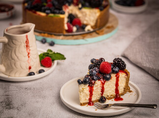 Homemade baked berries cheesecake