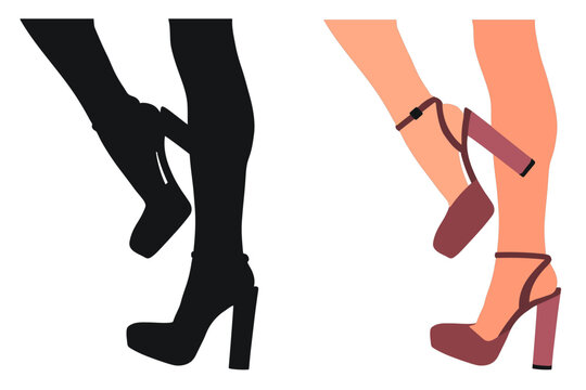 Sketchy image of the silhouette of womens shoes. Shoes stilettos, high heels
