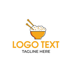 noodles bowl with rice logo design
