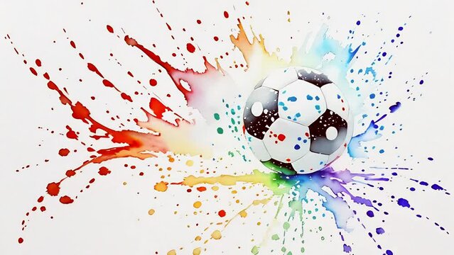 soccer paint splatters white background red style watercolor soft edges color gradations luminous water. Created using Generative AI Technology