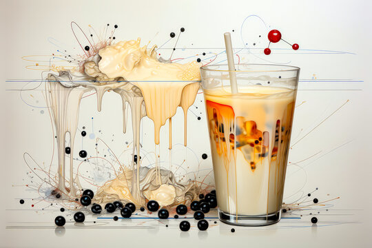milkshake of different flavors, in isolate background, sweet,