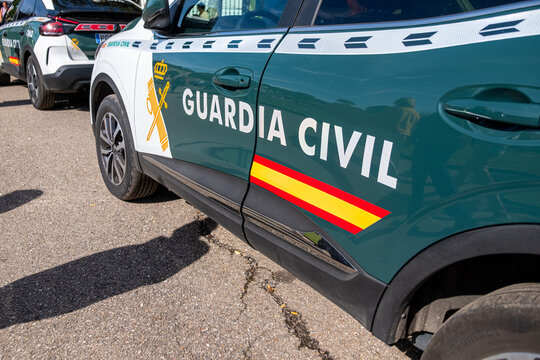 Two parked cars of the Guardia Civil, Spain's police force.