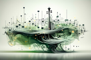 music notes abstract and instruments, music concept,