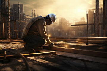 Construction worker working on contruction site