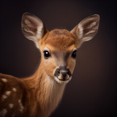 Portrait of young deer. Digital painting created with Generative Ai technology