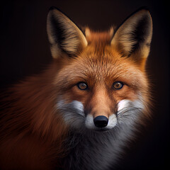 Fototapeta premium Portrait of red fox. Digital painting created with Generative Ai technology