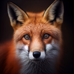 Fototapeta premium Portrait of fox. Digital painting created with Generative Ai technology