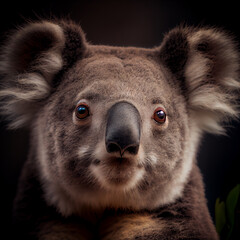 Portrait of koala bear. Digital painting created with Generative Ai technology