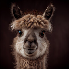 Obraz premium Portrait of llama. Digital painting created with Generative Ai technology