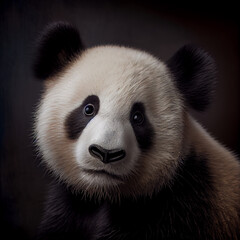 Obraz premium Portrait of panda bear. Digital painting created with Generative Ai technology