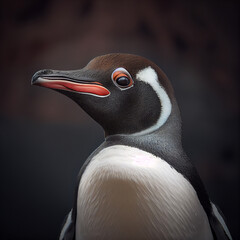 Naklejka premium Portrait of penguin. Digital painting created with Generative Ai technology