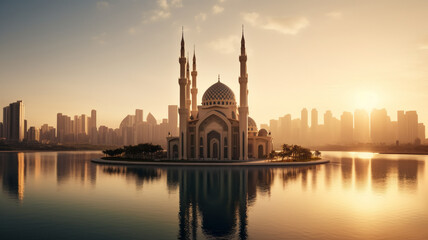 Fototapeta premium Beautiful Mosque in the world, AI Generative.