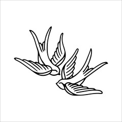 vector illustration of two swallows