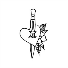 vector illustration of dagger with flower concept