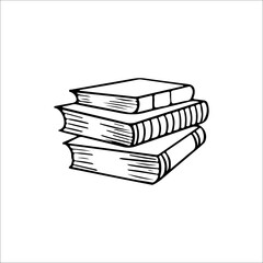 vector illustration of stack of books outline
