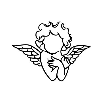vector illustration of little angel with wings