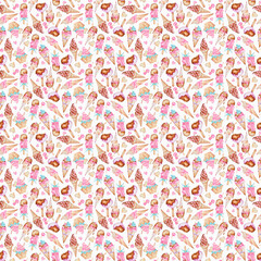watercolor Ice cream party seamless pattern digital pappers 