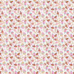 watercolor Ice cream party seamless pattern digital pappers 