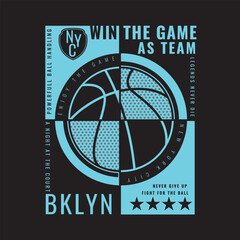 Vector illustration of basketball and typography . t shirt graphic . print
